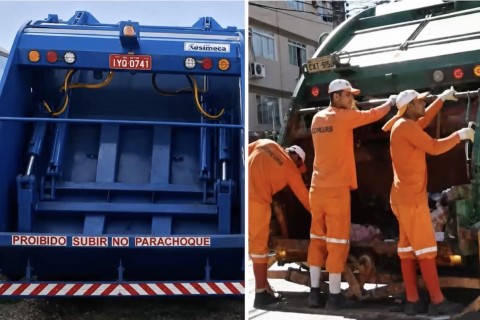 Ministério do Trabalho proíbe estribo em caminhões de coleta de lixo, usado para garis descansar. Agora os trabalhadores terão que correr todo percurso.